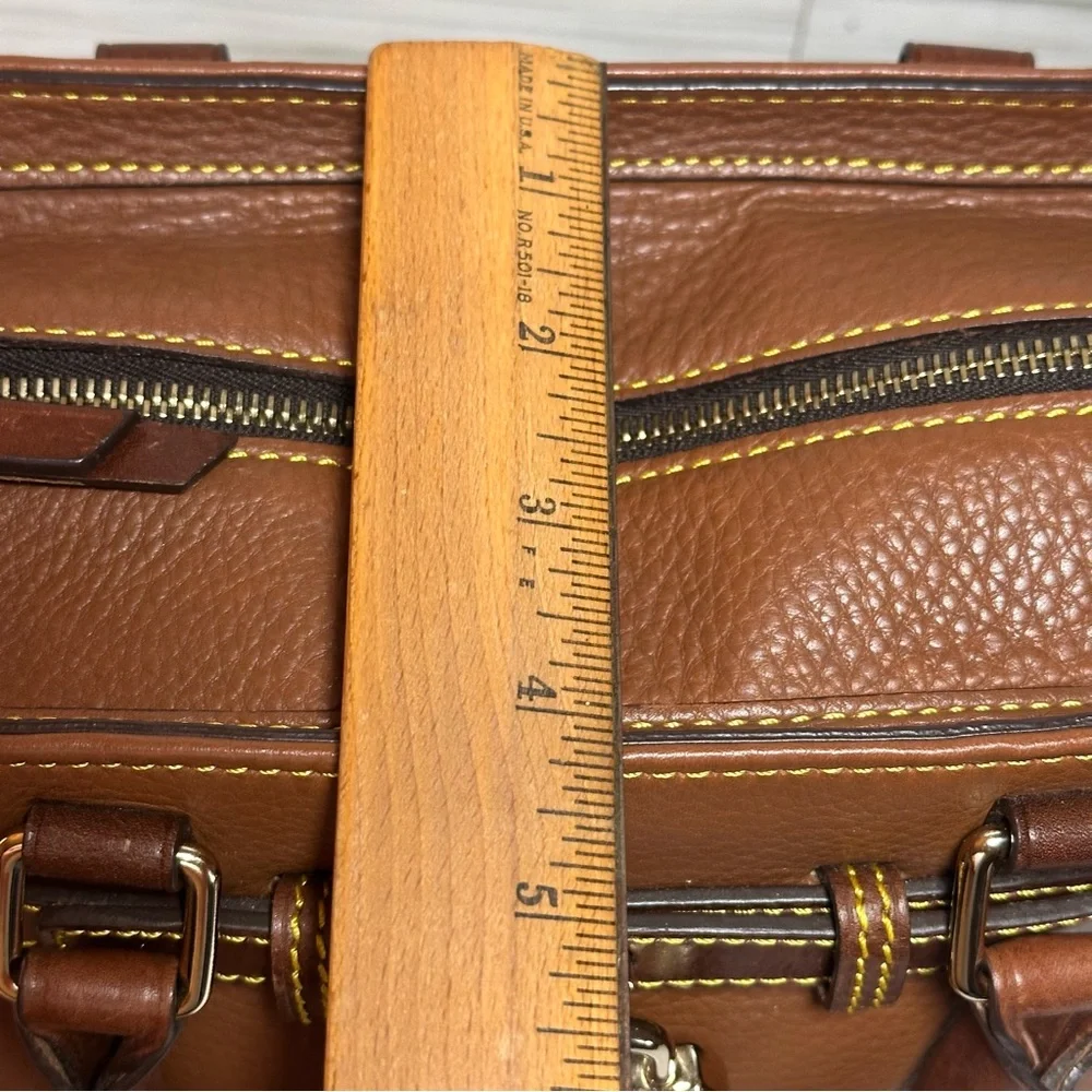 Dooney & Bourke Pebble Leather Satchel Shoulder Bag – Brown with Lock Detail - Picture 13 of 15